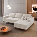 Ver imagem 1 de Sofá Fixo com Chaise 2,5m Cronos Linho com Molas Lado Direito Meu Sofá Online