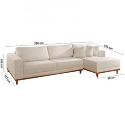 Sofá Cronos Linho 4 Lugares Chaise Lado Direito Meu Sofá Online - 5