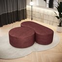 Ver imagem 1 de Kit Puff Redondo Lola e Puff Recamier Orgânico Orbit W01 Linho Bordô - Lyam Decor