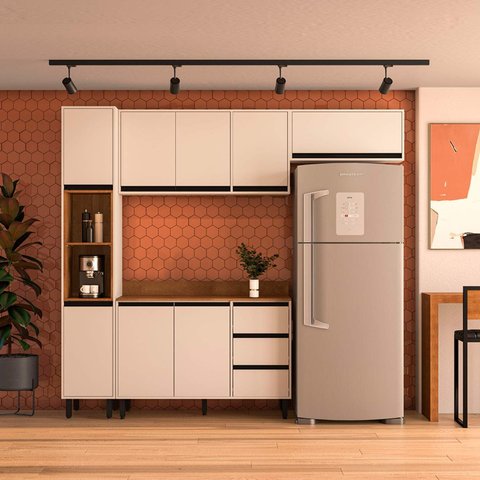Armário de Cozinha Modulada Completa 4 Peças 236,8cm com Tampo 250042 Koya Politorno Móveis