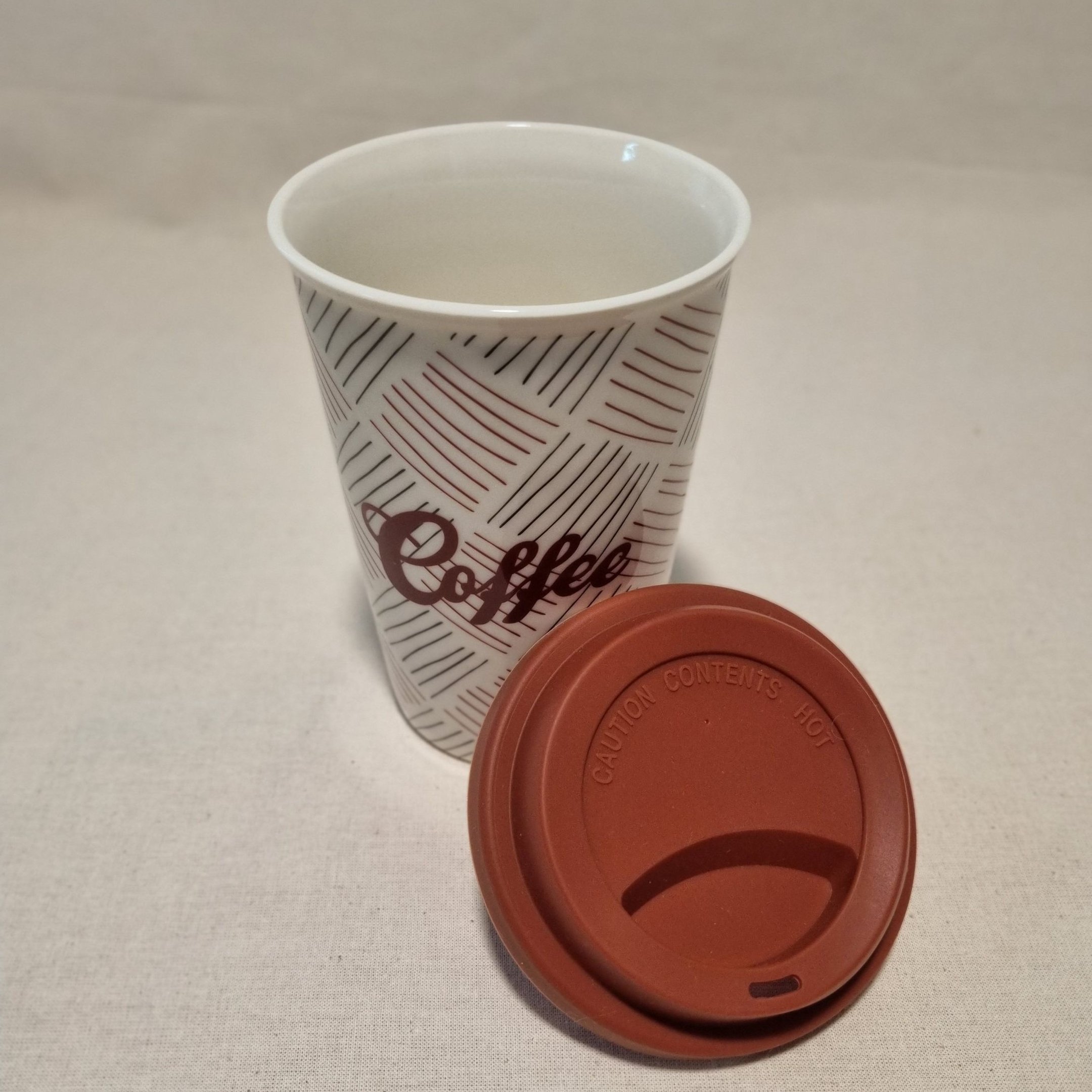Copo de Café Cerâmica com Tampa Retro 400ml - 3