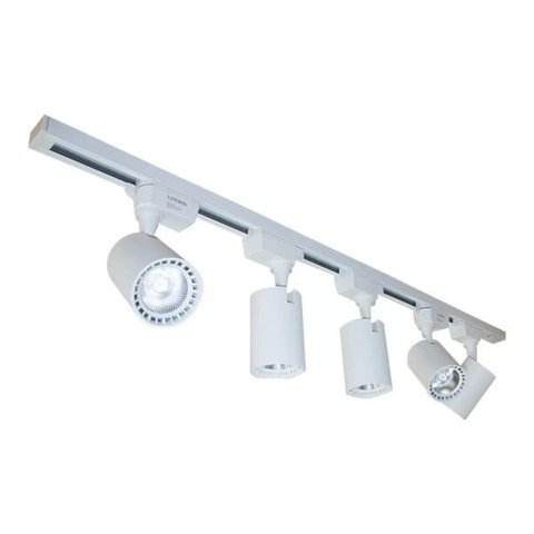 Trilho Eletrificado Branco + 4 Spot LED 7W Bivolt - Branco Frio