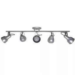 Luminária Spot em Alumínio No Trilho 5 Lâmpadas E27 Diversas Cores - Prata Metalizado - 1 Luminária Spot em Alumínio No Trilho 5 Lâmpadas E27 Diversas Cores - Prata Metalizado - 1