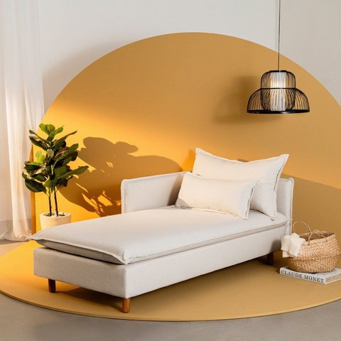 Sofá Modular Chaise Braço Lateral com Pé Madeira Sôma CabeCasa MadeiraOriginals