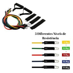 Kit Elasticos Fitness Funcional Tubing Treino Extensores - 4