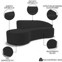 Ver imagem 3 de Sofá Living 3 Lugares 260cm Braço Direito Mozart D06 Veludo Preto - Mpozenato