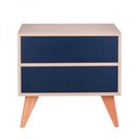 Ver imagem 1 de Mesa de Cabeceira com Portas Bréscia Carvalho e Azul Marinho