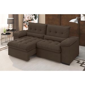 Sofá Alion 2,15m Retrátil/reclinável Suede Marrom - Xflex Sofás