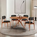 Ver imagem 1 de Conjunto Sala de Jantar Mesa Hope Tampo 120cm Redondo Laminado e 4 Cadeiras Hope Soft Marrom/Preto/I