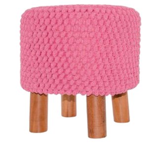 Puff Croche Rosa 38x38cm Lé Crochet