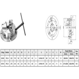 Placa para Centro com 3 Castanhas de 210mm - Psc-8 - 5
