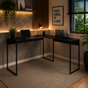 Ver imagem 1 de Mesa em L Escrivaninha Preta para Computador Estudo Trabalho Lb