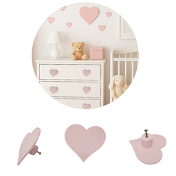 Puxador de Gaveta Decorativo em Formato de Coração, Rosa, Kit com 2 Peças:rosa - 2