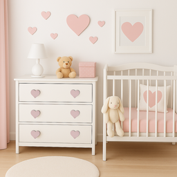 Puxador de Gaveta Decorativo em Formato de Coração, Rosa, Kit com 2 Peças:rosa - 3