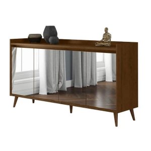 Buffet Aparador Retrô com Espelho Delux Malbec