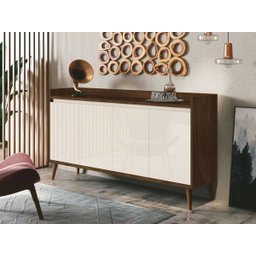 Buffet Aparador Retrô Clássico Malbec com Off-White - 1