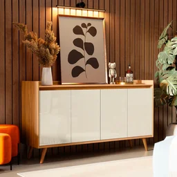 Balcão Buffet Retrô Delta Freijó com Off-White - 2