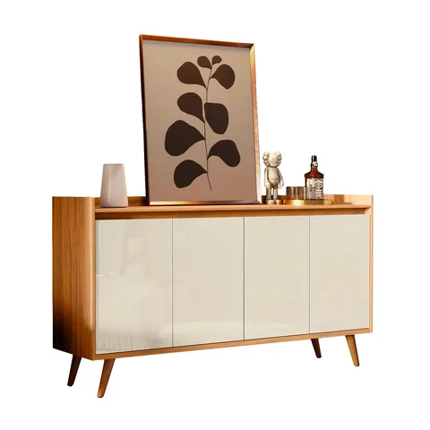 Balcão Buffet Retrô Delta Freijó com Off-White