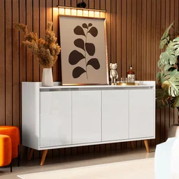 Balcão Buffet Retrô Delta Branco Gloss - 2