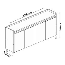 Balcão Buffet Retrô Delta Branco Gloss - 7