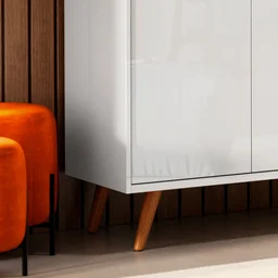Balcão Buffet Retrô Delta Branco Gloss - 4