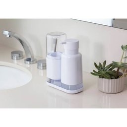 Conjunto 2 Porta Escova de Dentes com Tampa e 3 Divisórias Dual OU Branco - 7