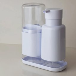 Conjunto 2 Porta Escova de Dentes com Tampa e 3 Divisórias Dual OU Branco - 5