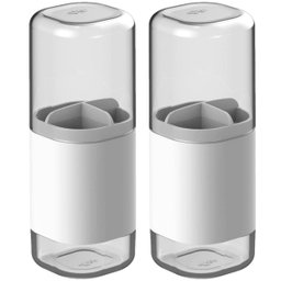 Conjunto 2 Porta Escova de Dentes com Tampa e 3 Divisórias Dual OU Branco - 1