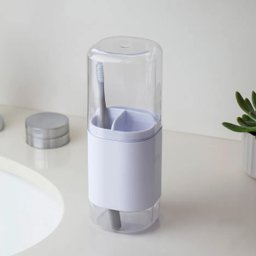 Conjunto 2 Porta Escova de Dentes com Tampa e 3 Divisórias Dual OU Branco - 6