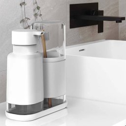 Conjunto 2 Porta Escova de Dentes com Tampa e 3 Divisórias Dual OU Branco - 4