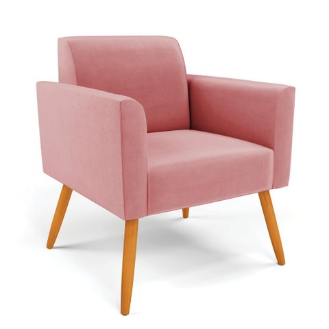 Poltrona Pés Palito Castanho Marisa Suede D03 - D’Rossi Rose