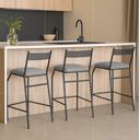 Ver imagem 2 de Kit 3 Banquetas Bancos Bistrô Alta para Cozinha Balcão Aço