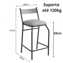 Ver imagem 4 de Kit 3 Banquetas Bancos Bistrô Alta para Cozinha Balcão Aço