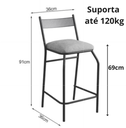 Ver imagem 4 de Kit 3 Banquetas Bancos Bistrô Alta para Cozinha Balcão Aço