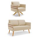 Ver imagem 1 de Kit 01 Namoradeira e 01 Poltrona Suede Ma30 Bege