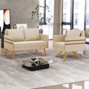 Ver mais imagens de Kit 01 Namoradeira e 01 Poltrona Suede Ma30 Bege
