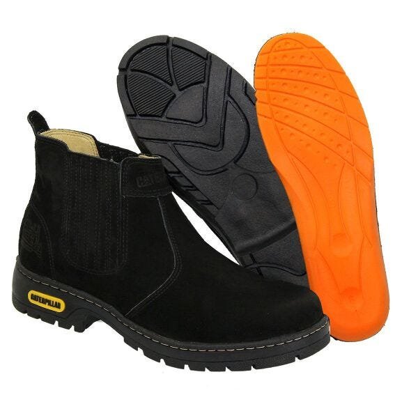 Bota Masculina Botina Caterpillar Cano Curto Palmilha Gel P.U Biqueira  Impermeável