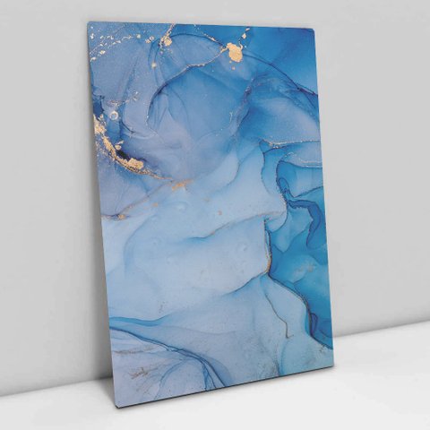 Quadro Decorativo em Canvas Abstrato Azul Diamante TaColado Borda Infinita 120 x 80cm