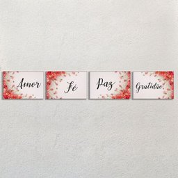 Quadros Decorativos Amor, paz, gratidão e Fé kit 4 peças 20x30cm Sala, Consultório - Preto - Preto - 2 Quadros Decorativos Amor, paz, gratidão e Fé kit 4 peças 20x30cm Sala, Consultório - Preto - Preto - 2