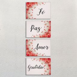 Quadros Decorativos Amor, paz, gratidão e Fé kit 4 peças 20x30cm Sala, Consultório - Preto - Preto - 3 Quadros Decorativos Amor, paz, gratidão e Fé kit 4 peças 20x30cm Sala, Consultório - Preto - Preto - 3
