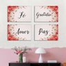 Quadros Decorativos Amor, paz, gratidão e Fé kit 4 peças 20x30cm Sala, Consultório - Preto - Preto - 1