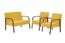 Ver imagem 1 de Conjunto Luna 2 Poltronas de 1 Lugar e 1 Poltrona de 2 Lugares Braço Madeira Dsalla Suede Amarelo