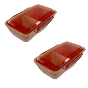 Kit 2 Pote Marmita Com Divisória Removível Lancheira Infantil Escola Passeio Fitness Rosa