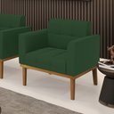 Ver imagem 1 de Poltrona Decorativa Karen Pés Fixo em Madeira Castanho Veludo Verde Esmeralda G19 - Gran Belo