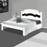 Cama De Casal Em MDF Branco Preto Cambel - 1