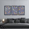 Quadro Folhas Abstratas Kit 3 Peças Com Moldura 60x120 - 3