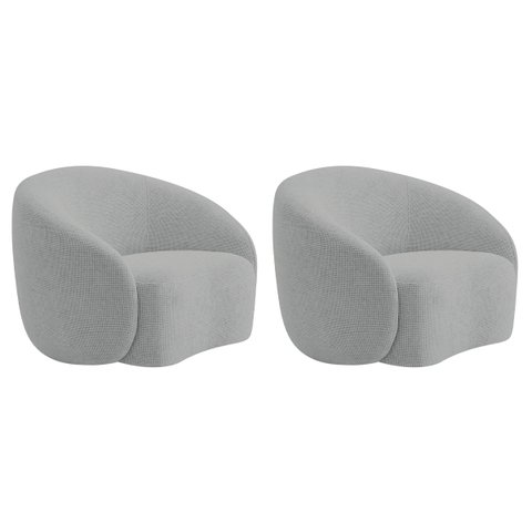 Kit 02 Poltronas Orgânica Luxo Recepção Amore Bouclé - Adj Decor