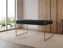 Ver imagem 1 de Mesa Industrial Filadélfia 137x90 Ferro Dourado Tampo Preto