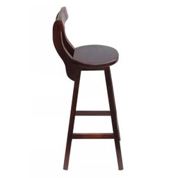 Banquetas / Banco Alto De Madeira Cor Imbuia Kit 2 Com Encosto - 4