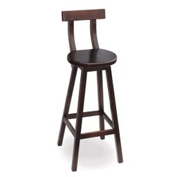 Banquetas / Banco Alto De Madeira Cor Imbuia Kit 2 Com Encosto - 2